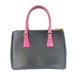 Prada Shoulder Alligator Crocodile Galleria Handbag Leather Saffiano AO